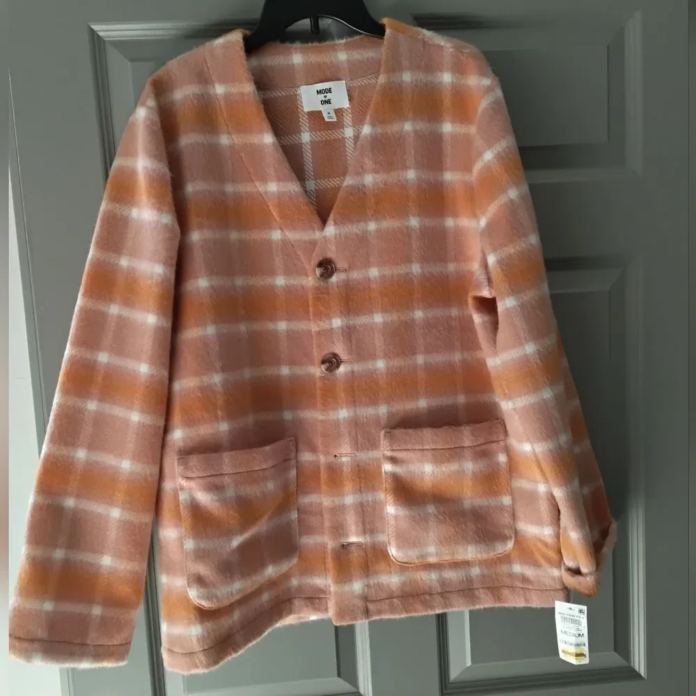 Mens Mode Of One Plaid Button-Up Cardigan